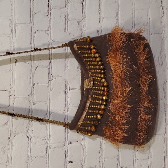 None Handbags - Boho Beaded, Fringed Shoulder Bag